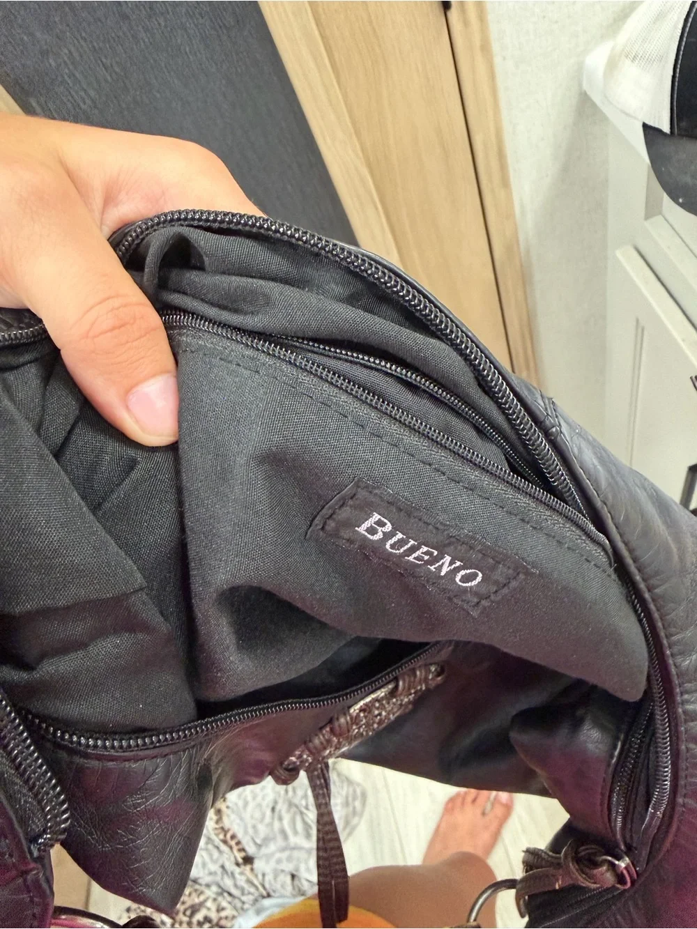 Bueno Black Leather Crossbody Bag with Silver Hardware